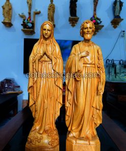 Tượng đức Mẹ Lộ đức Và Thánh Giuse Cao 50cm Bằng Gỗ